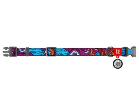 Collar WauDog Nylon Obroża nylonowa z QR-paszportem, plastikowy fastex, wzór LATO, 25mm/37-58cm