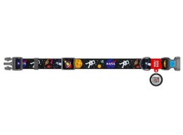 Collar WauDog Nylon Obroża nylonowa z QR-paszportem, plastikowy fastex, wzór NASA, 15mm/25-35cm