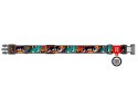 Collar WauDog Nylon Obroża nylonowa z QR-paszportem, plastikowy fastex, wzór ZĘBATE POTWORY, L 25mm/33-49cm