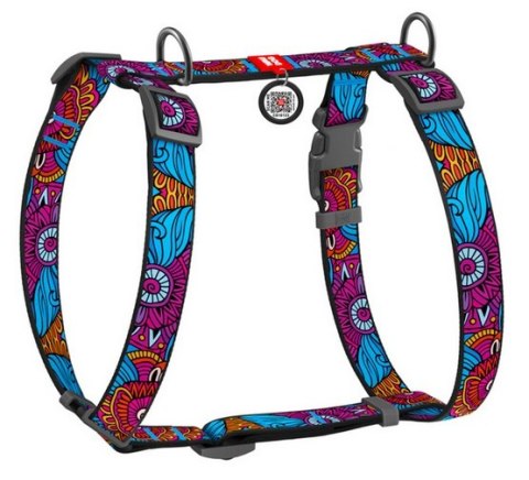 Collar WauDog Nylon Szelki nylonowe anatomiczne w kształcie litery H, z QR-paszportem, plastikowy fastex, wzór LATO, rozmiar M 2