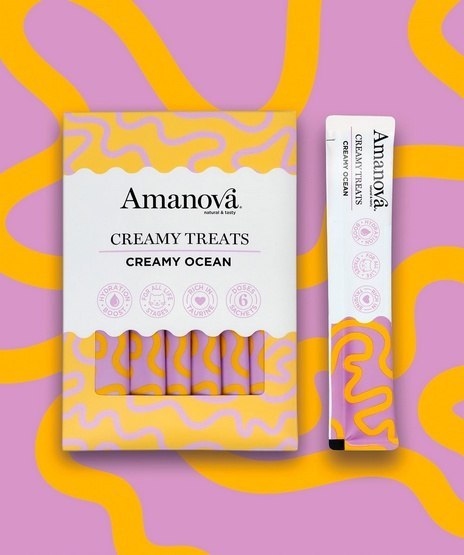 Amanova Cat Creamy Treats Creamy Ocean Tuna & Goat milk - tuńczyk i mleko kozy 6x15g
